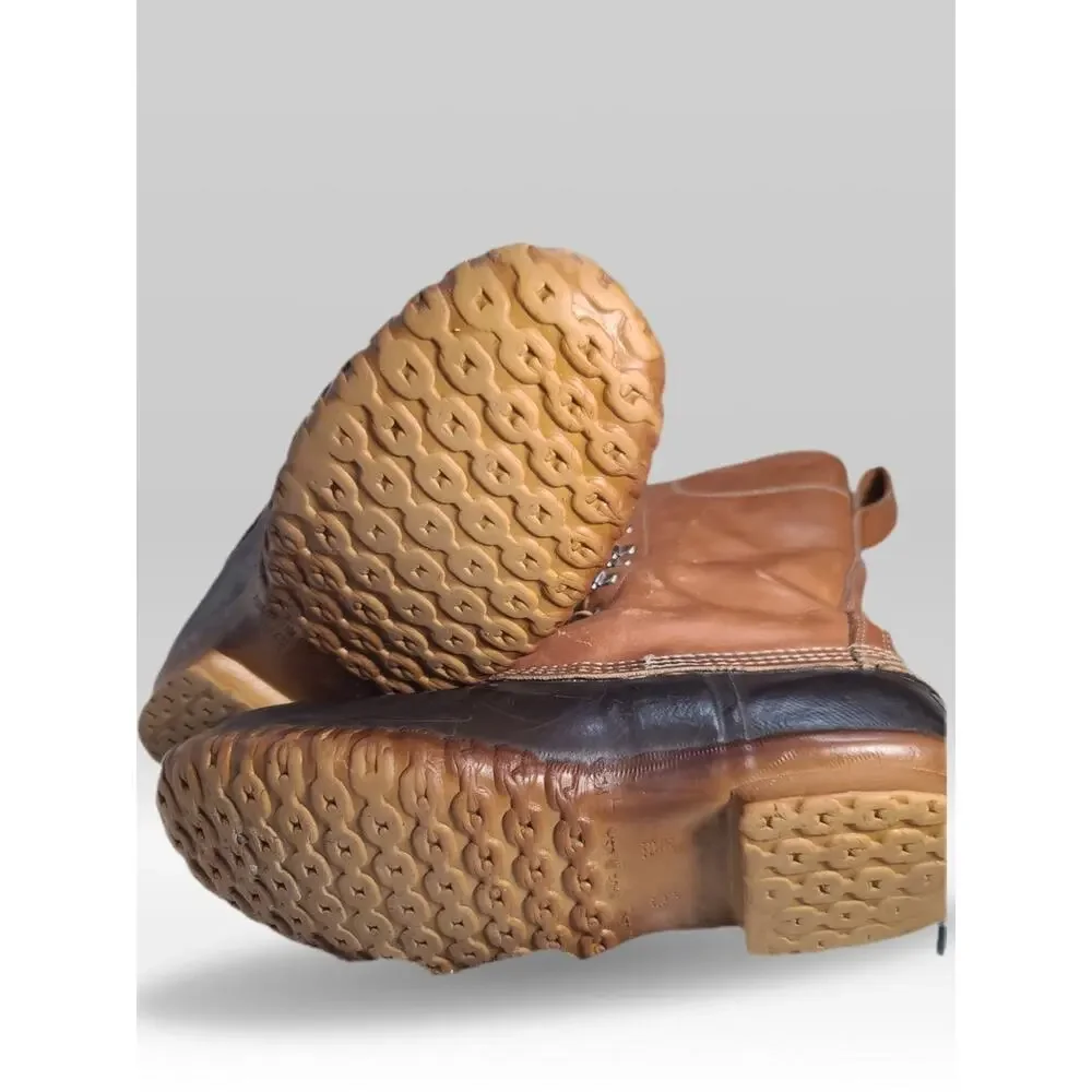 L.L. Bean Two-Tone Leather and Rubber Duck Boots in Brown and Black
